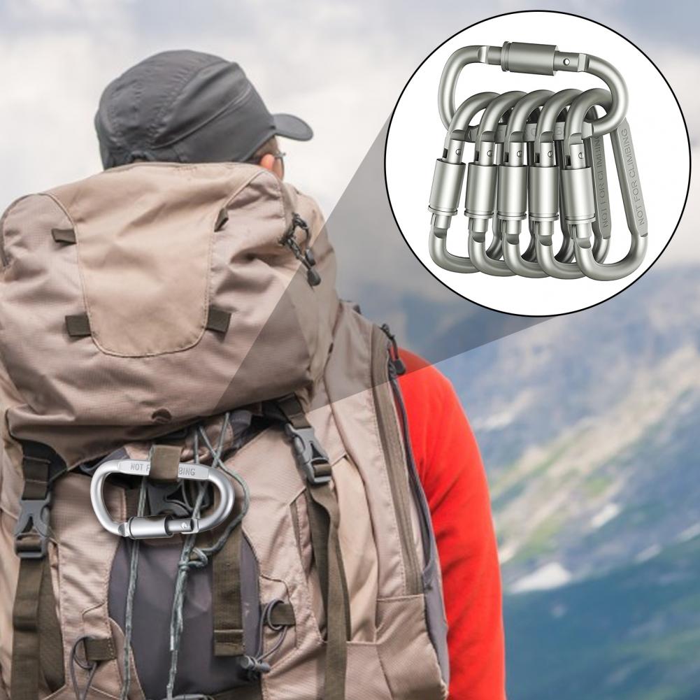 Carabiner Locking D - キーチェーンセキュリティカラビナ 6個セット ロックカラビナセット ミニDリングキーホルダー スプリングフック クイックリリース