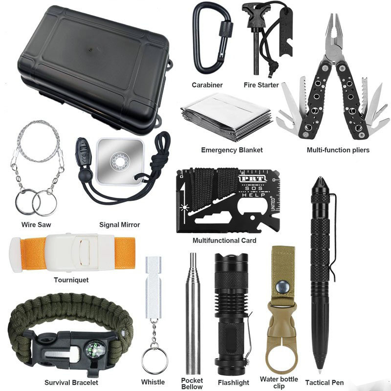 Outdoor Adventure Hunt - ホンルイDIYコンパクトポータブル耐衝撃サバイバルギア緊急ツールキット釣り狩猟キャンプハイキングアウトドアアドベンチャー