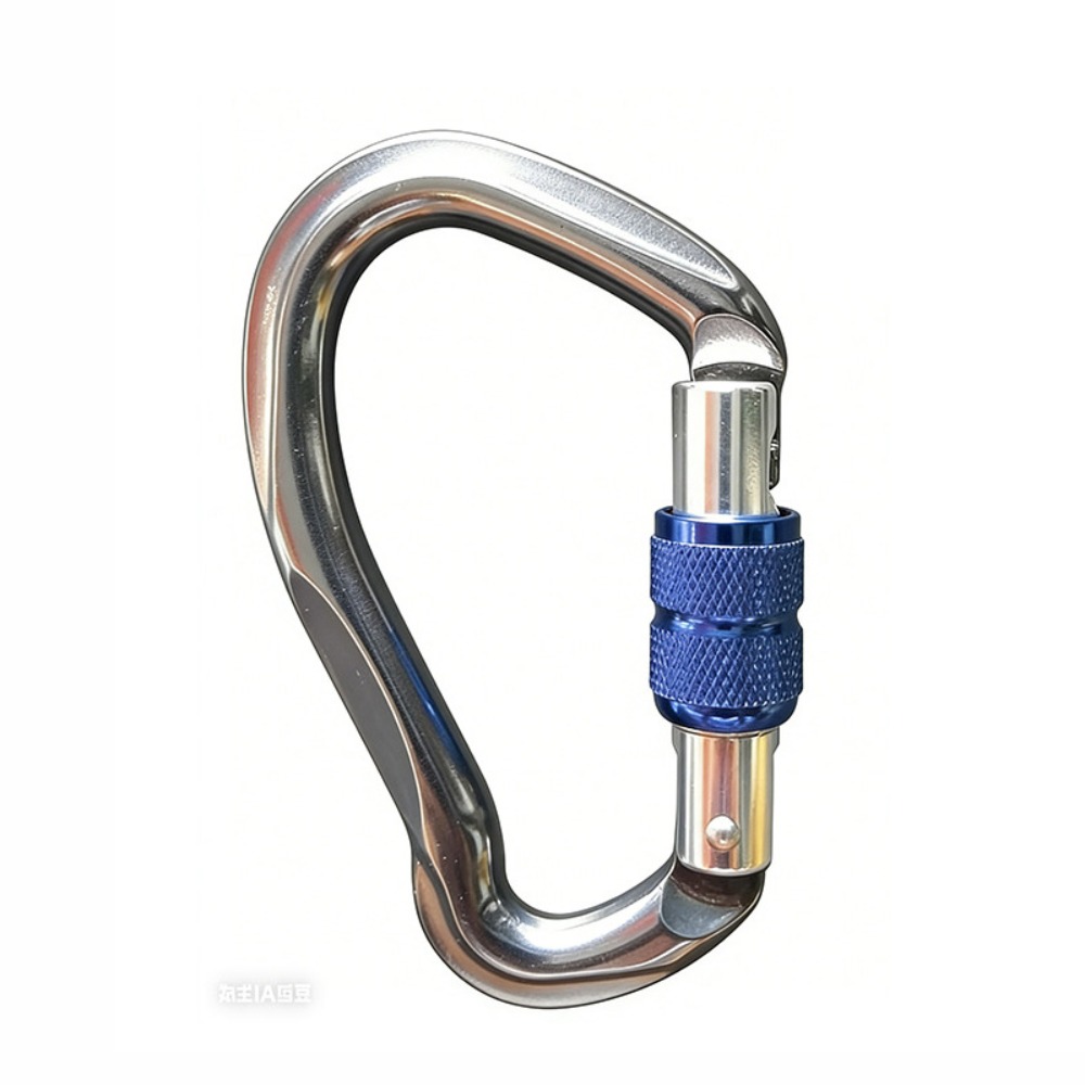 Carabiner Locking D - 新製品 7075 アルミニウム製 ロッキングカラビナ スクリューロック シルバー