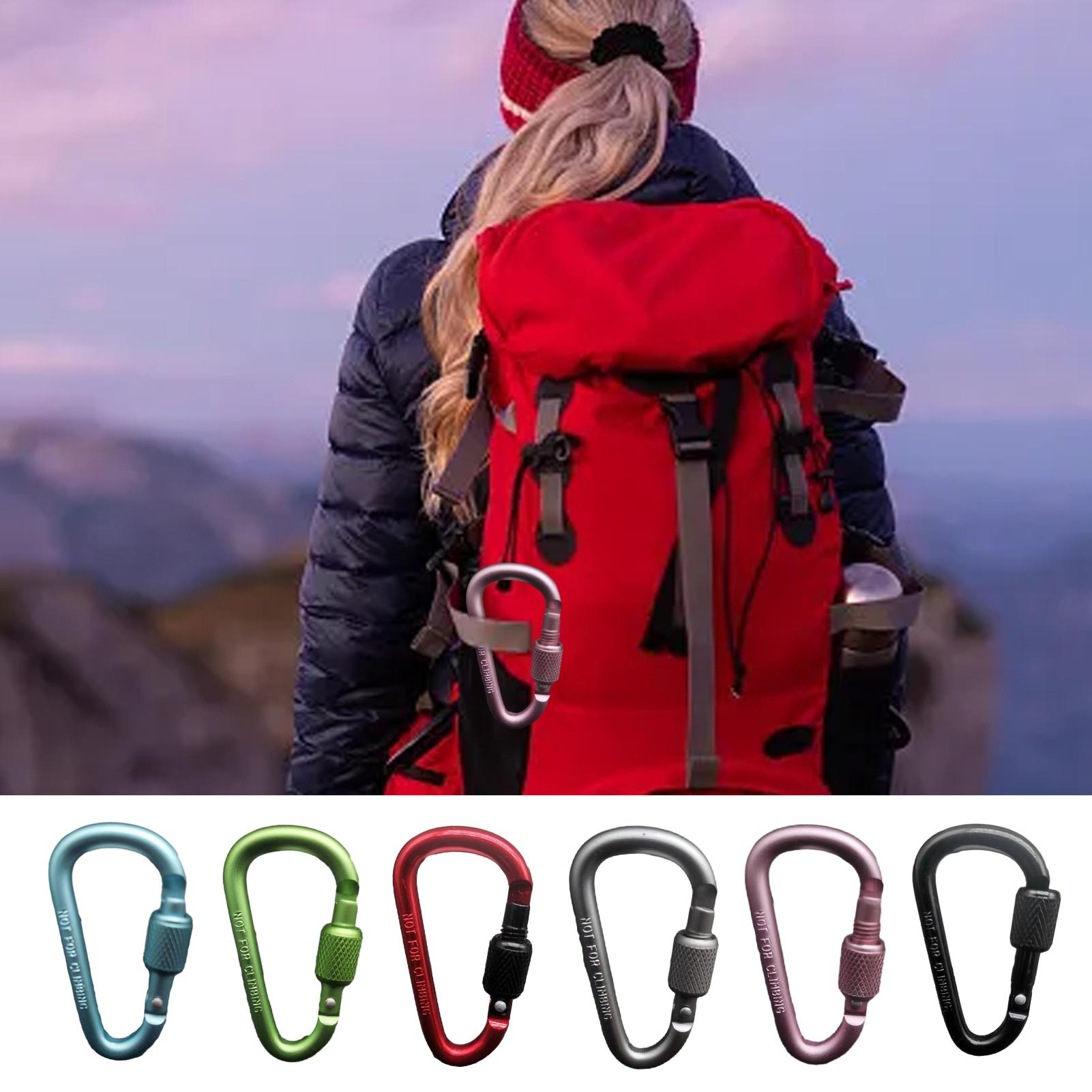 Carabiner Locking D - 屋外用アルミ製D型ロック式カラビナキーホルダー、バックパッククリップ、ロープフック、キャンプ、ハイキング用品アクセサリー