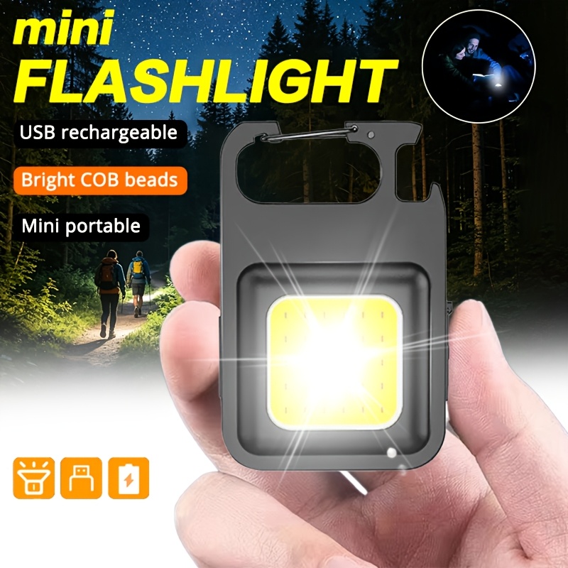 Outdoor Adventurer - ポータブルキーホルダーライトミニ多機能キャンプ懐中電灯USB充電式作業用LED明るいCOBポケットクリップランタン