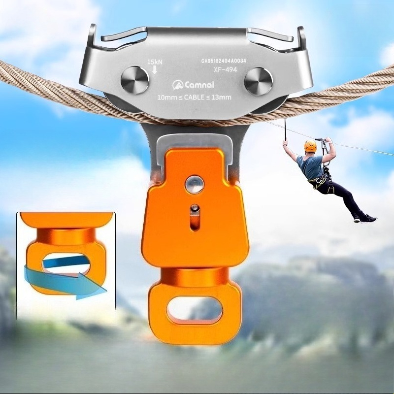 Outdoor Adventure Ziplines & Waterfall - 屋外用スチールケーブルジップラインプーリー、ジャングルフライングアドベンチャー、ケーブルクロッシング＆レスキュープーリーブロック用ダブルプーリー