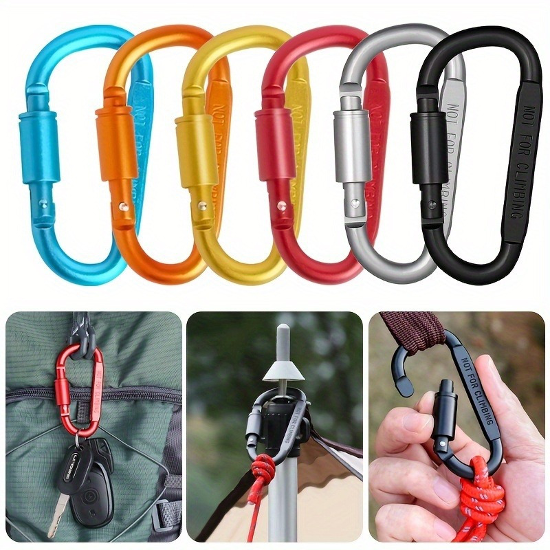 Carabiner Locking D - 1/4 個アルミ合金カラビナ軽量 D リングハイキングバックパックキーチェーンクリップキャンプ旅行耐久性のある頑丈なロックバックル