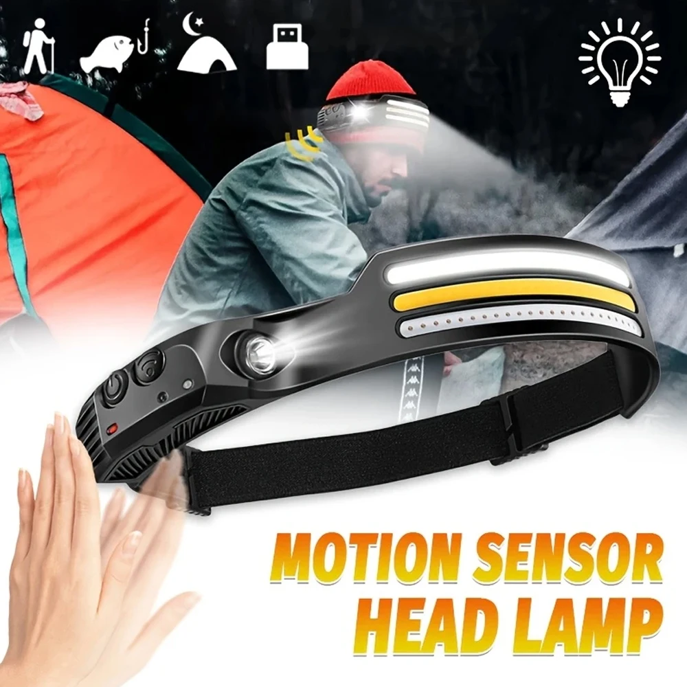 充電式 COB LED 誘導ヘッドランプ内蔵バッテリー 10 - Outdoor Adventure Camp のレビューと価格