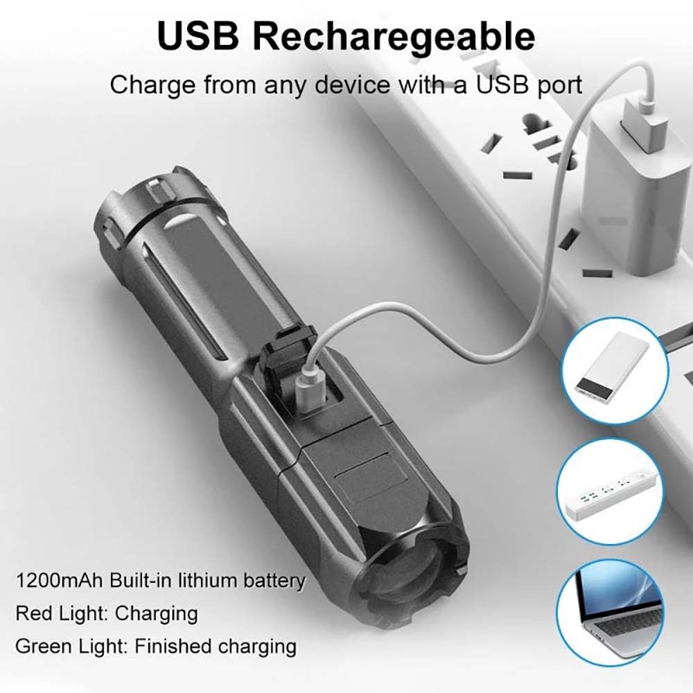 ミニUSB充電式懐中電灯,フォーカス付き充電式懐中電灯,ポー - Outdoor Adventure Hunt のレビューと価格