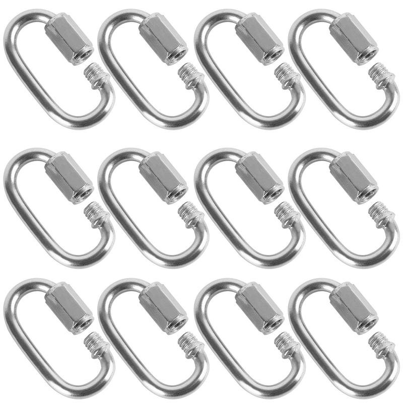 12個のクイックリンク4MMステンレススチールチェーンコネク - Carabiner Locking D のレビューと価格