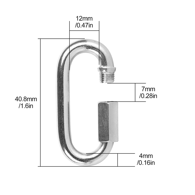12個のクイックリンク4MMステンレススチールチェーンコネク - Carabiner Locking D のレビューと価格