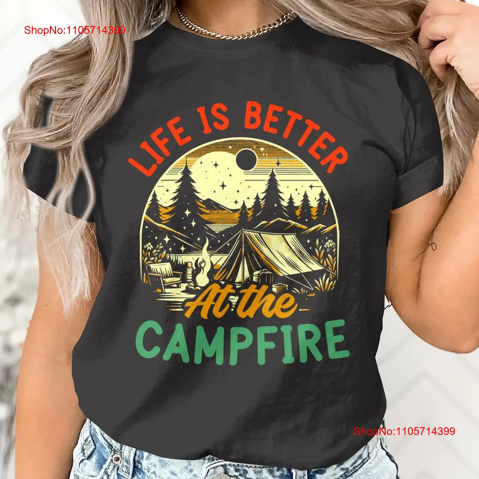 キャンプファイヤーで人生はより良いものになる Tシャツ キャ - Outdoor Adventure At のレビューと価格