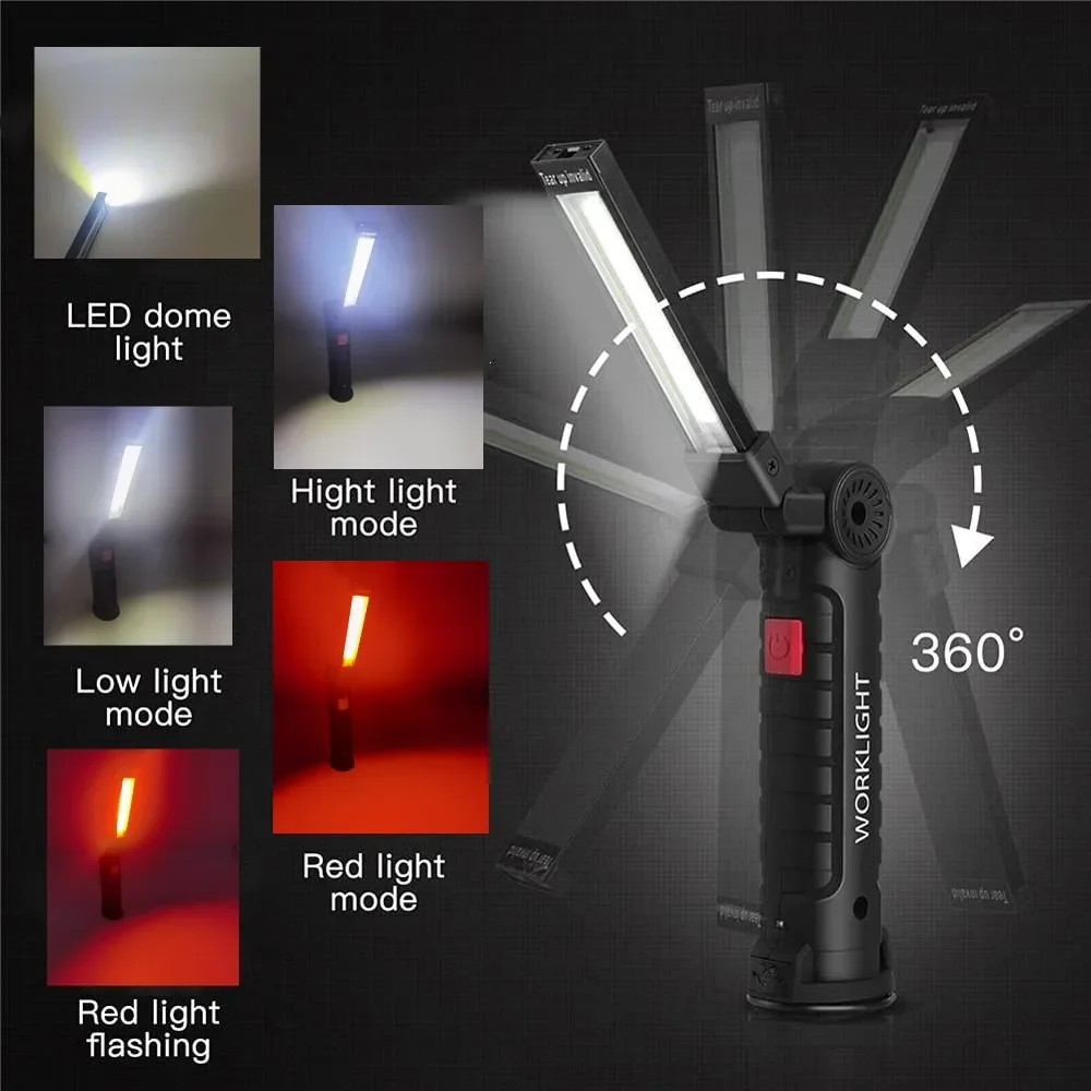 ポータブル COB LED 懐中電灯 USB 充電式ワークラ - Outdoor Adventurer のレビューと価格