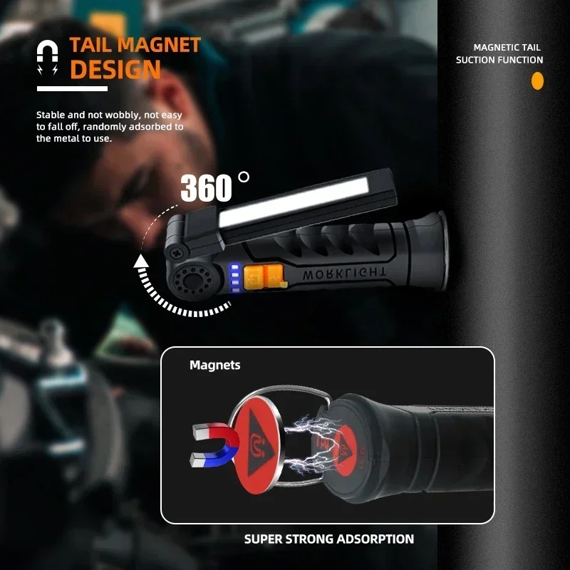 ポータブル COB LED 懐中電灯 USB 充電式ワークラ - Outdoor Adventurer のレビューと価格