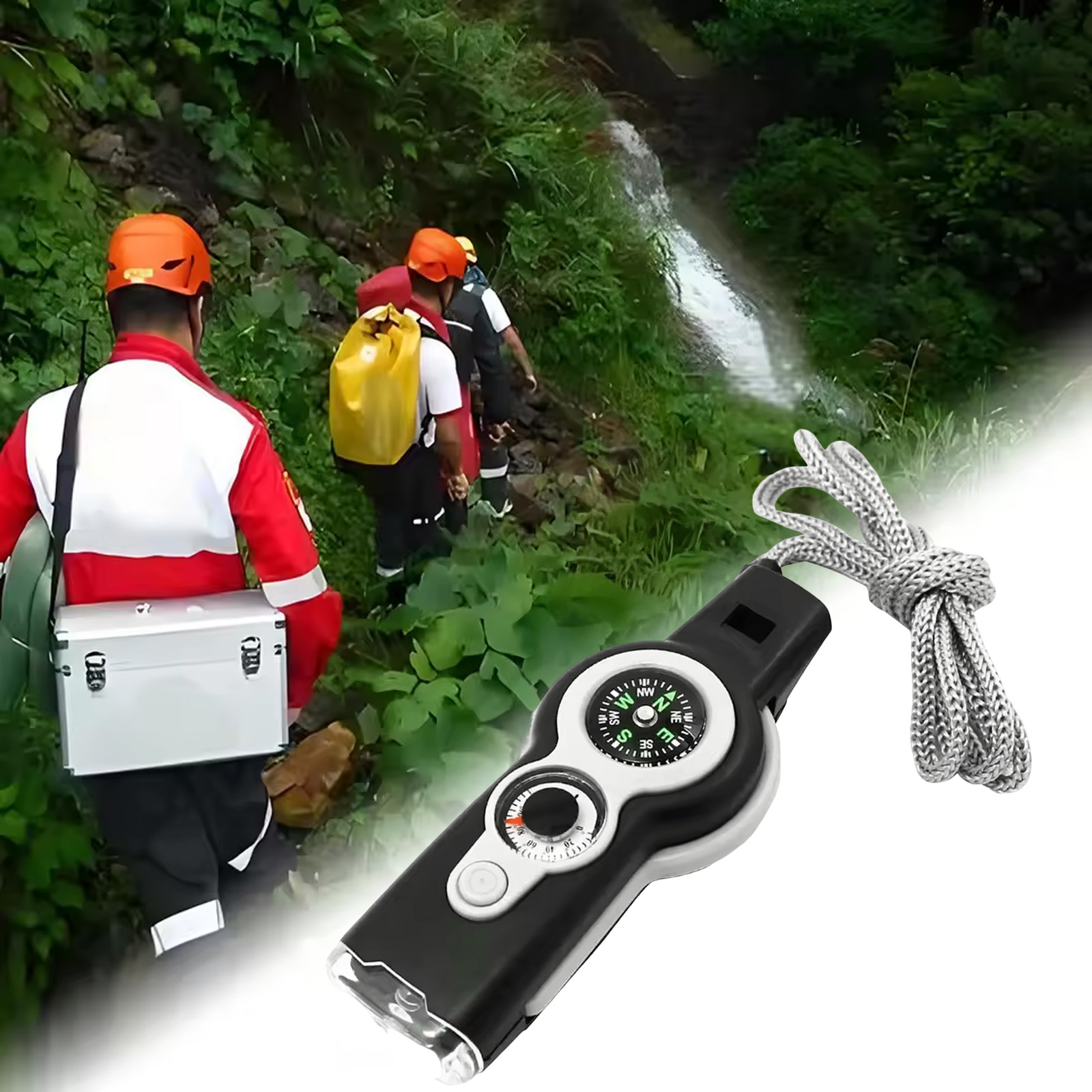 7-in-1 サバイバルホイッスル LEDライト温度計付き  - Outdoor Adventure Show のレビューと価格