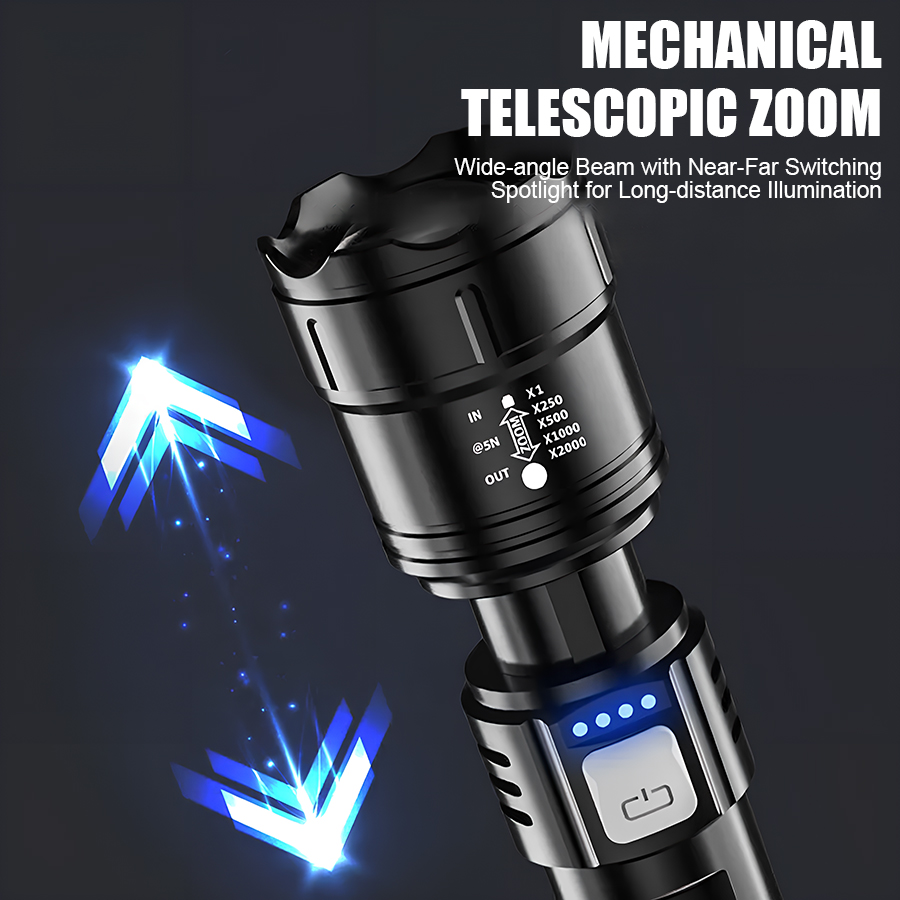 ハイパワー P50 LED 懐中電灯 USB 充電式ズームハ - Outdoor Adventurer のレビューと価格