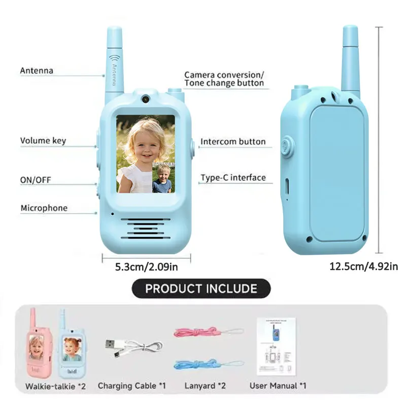 2個セット 子供用ビデオトランシーバー 充電式 室内・屋外用 - Outdoor Adventure Video のレビューと価格
