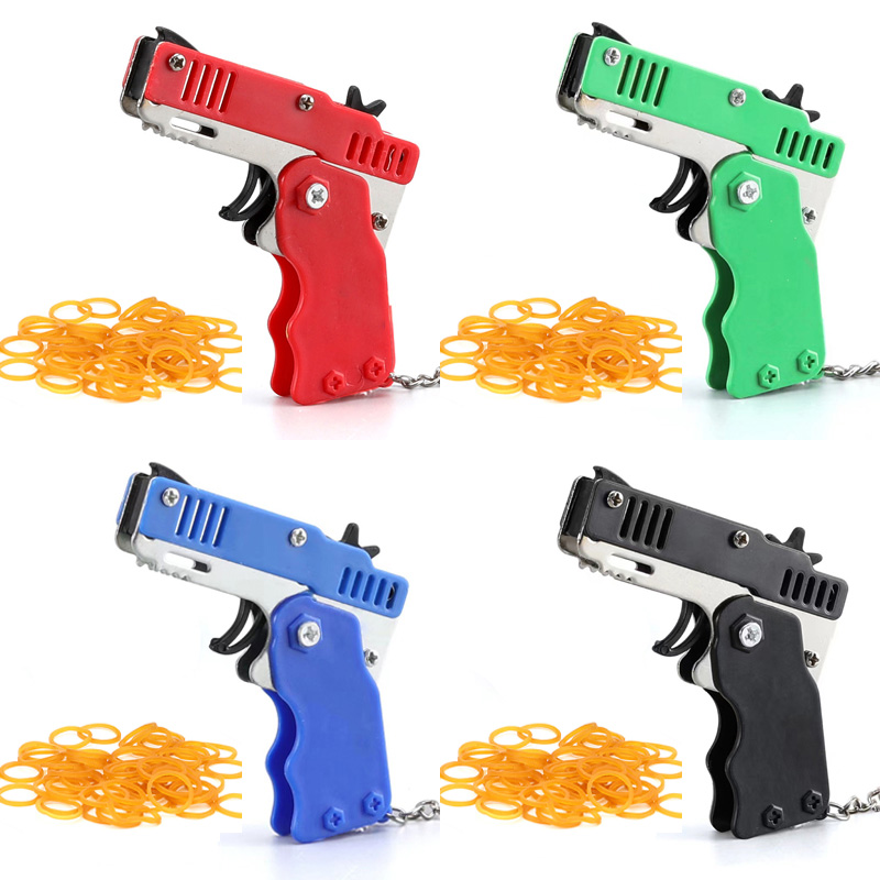 ミニキーホルダーゴムバンド銃のおもちゃ金属折りたたみゴムバン - Outdoor Adventure Games のレビューと価格