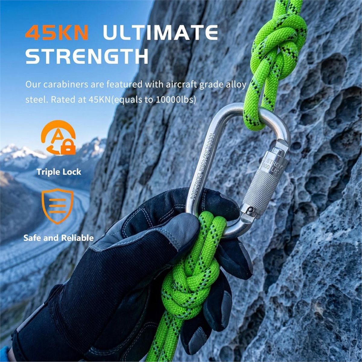 (A99Z) 45kNオートロックカラビナ D型トリプルロッ - Carabiner Locking D のレビューと価格