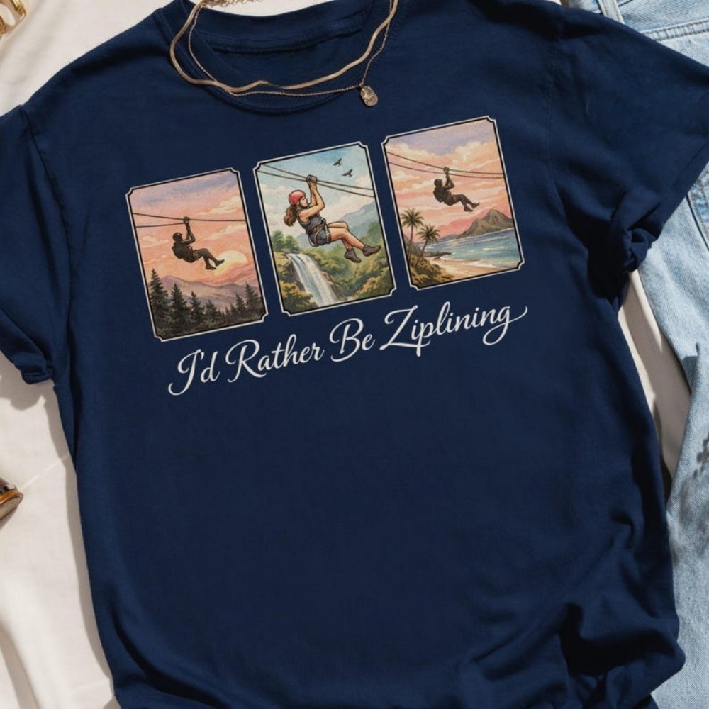 I'd Rather Be Ziplining Tシャツ ア - Outdoor Adventure Ziplines & Waterfall のレビューと価格