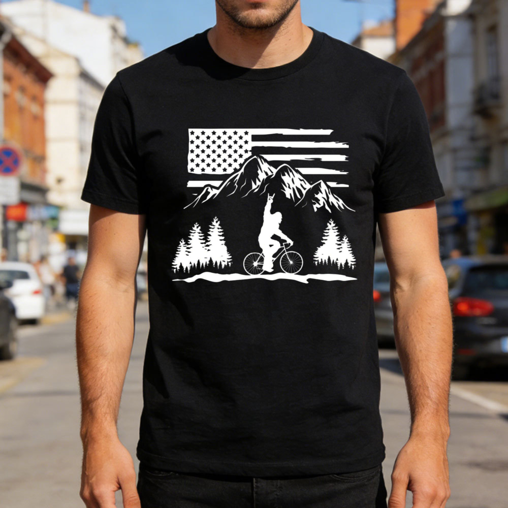マウンテンバイク米国旗メンズ Tシャツアウトドアアドベンチャ - Outdoor Adventure Usa のレビューと価格