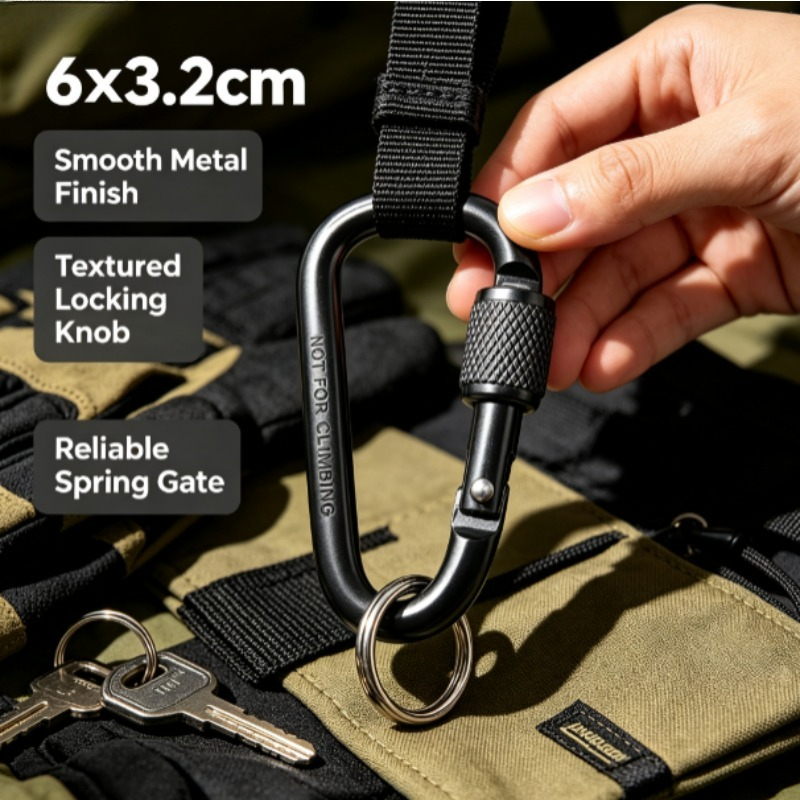 アルミニウム合金D型ロックカラビナ、No.6アウトドアクイッ - Carabiner Locking D のレビューと価格