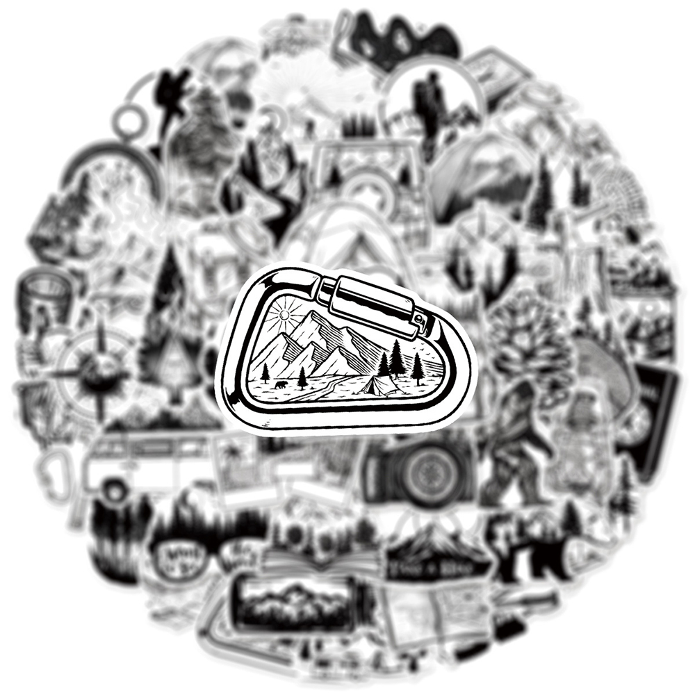 10/30/50 個黒白アウトドアアドベンチャー漫画ステッカ - Outdoor Adventure Toys For Kids のレビューと価格