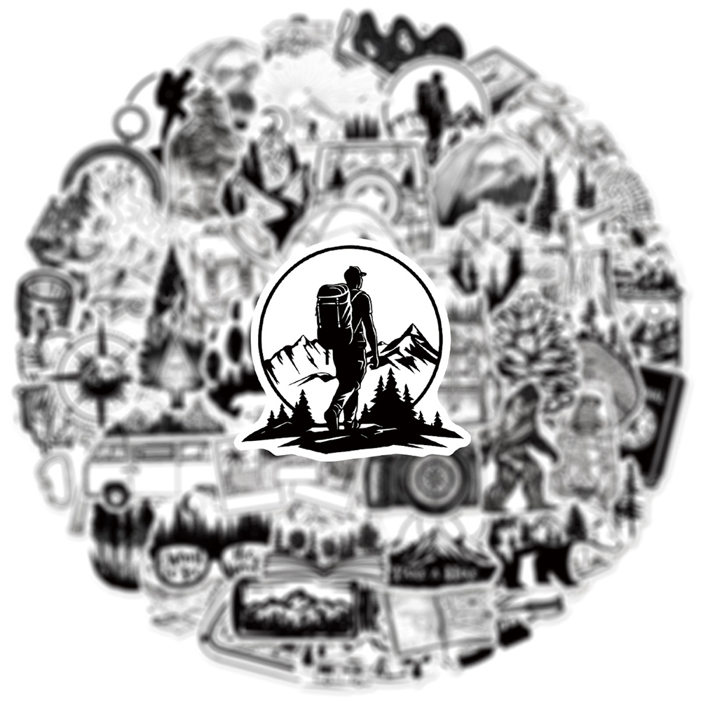 10/30/50 個黒白アウトドアアドベンチャー漫画ステッカ - Outdoor Adventure Toys For Kids のレビューと価格