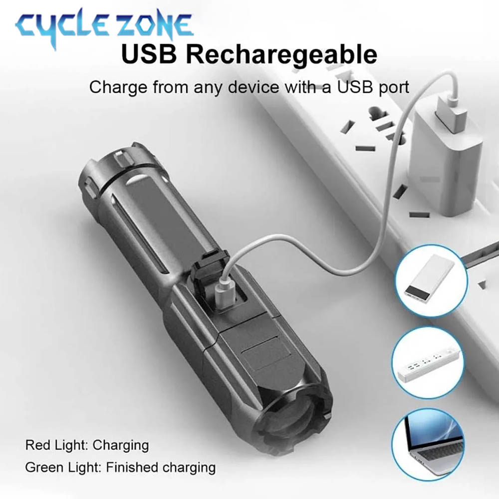 ポータブルLED懐中電灯 USB充電式懐中電灯 ズーム機能付 - Outdoor Adventure Hunt のレビューと価格
